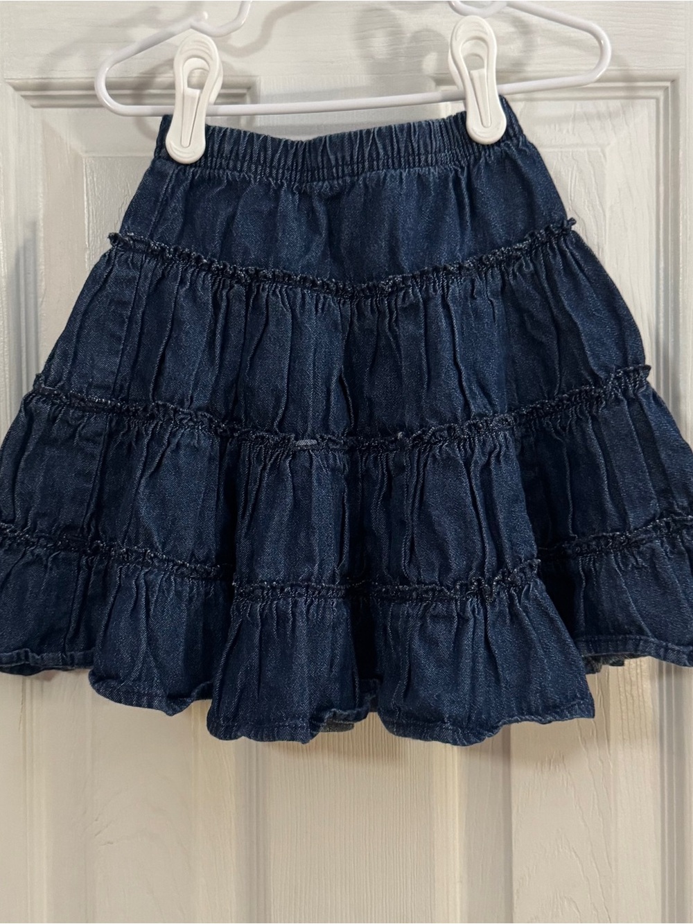 Hanna Andersson Baby Girl Dark Blue Tiered Twirl Denim Skirt 100% Cotton